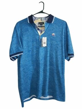 Riptide Blue Polo Shirt Mens Short Sleeve Patterned
